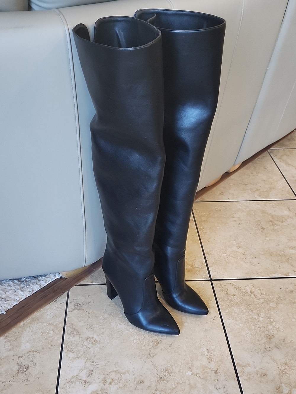 Women's Black Over-the-Knee Pointed Toe Boots Sz 13